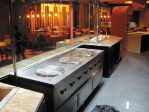 Custom made cookers at a show kitchen
